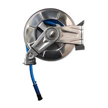 Slanghaspel inox compl. met 13 mtr. 1" slang en spuitstuk